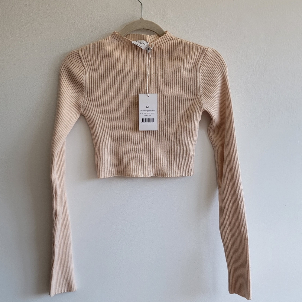 Na-kd clothing cropped mock neck sweater